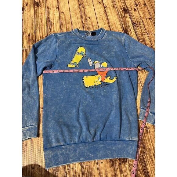 Mad Engine Simpsons Sweater Blue Bart Simpson Skateboard Faded - Picture 9 of 10